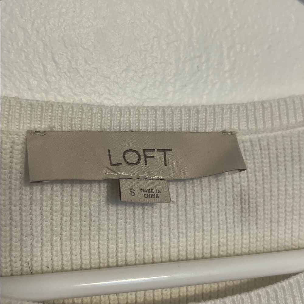 LOFT Off-White Ribbed Sweater - Picture 2 of 4